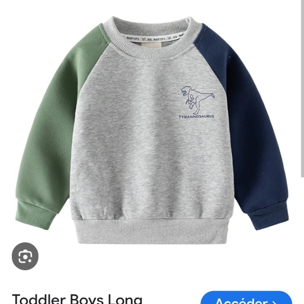 💫Carter's Baby Boy Striped Dinosaur Sweatshirt - Green and Blue - Picture 2 of 13